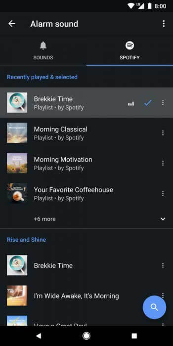google clock app with spotify