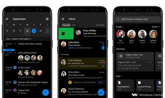 outlook dark mode in android